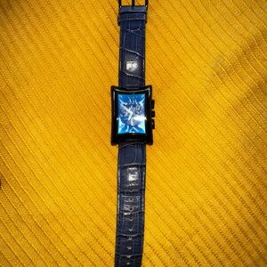 Elini Nazar Stainless Steel watch with blue Crocodile Leather